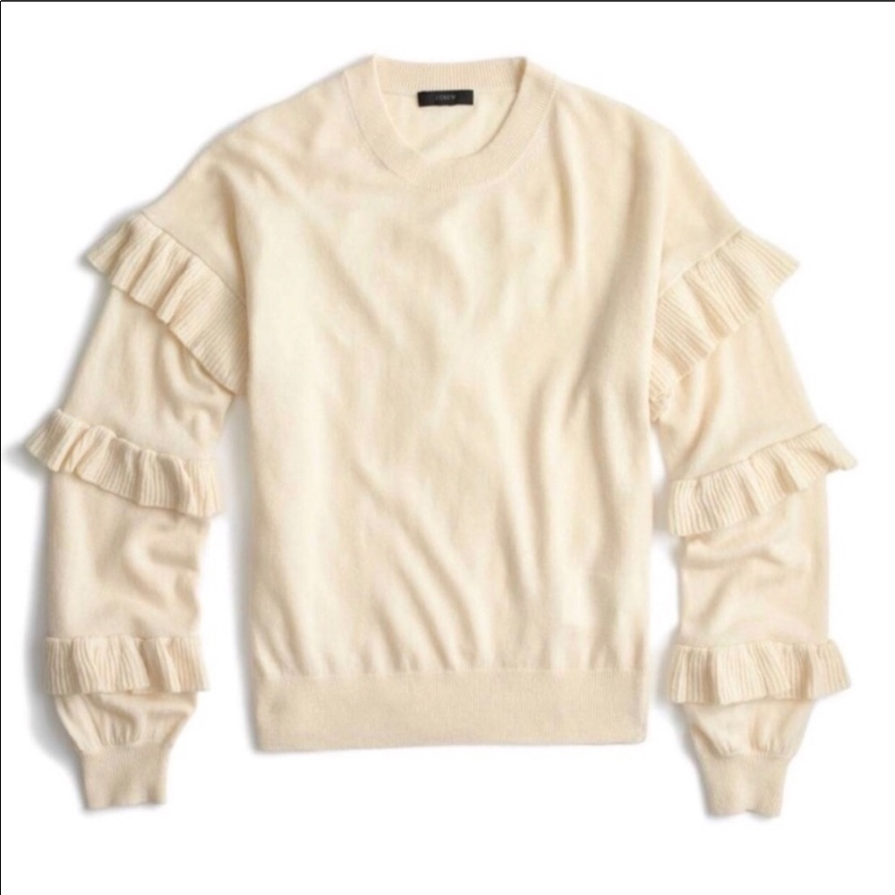 J. Crew crew pullover Cream ruffle sweater